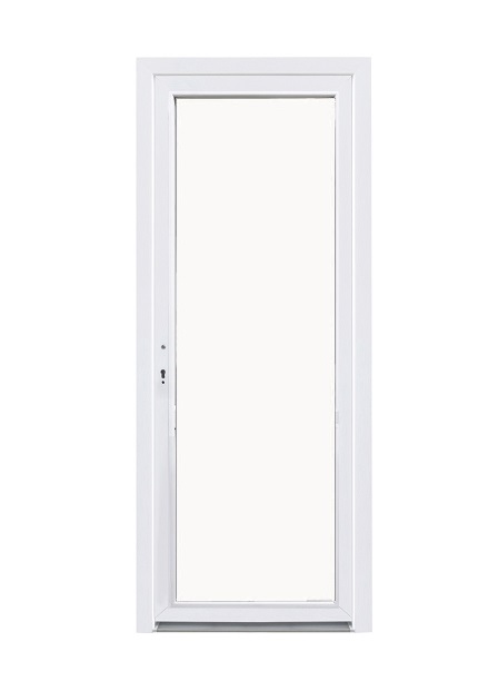 Porte extérieure PVC blanche L 980 x H 2180 G panneau sandwich plat out