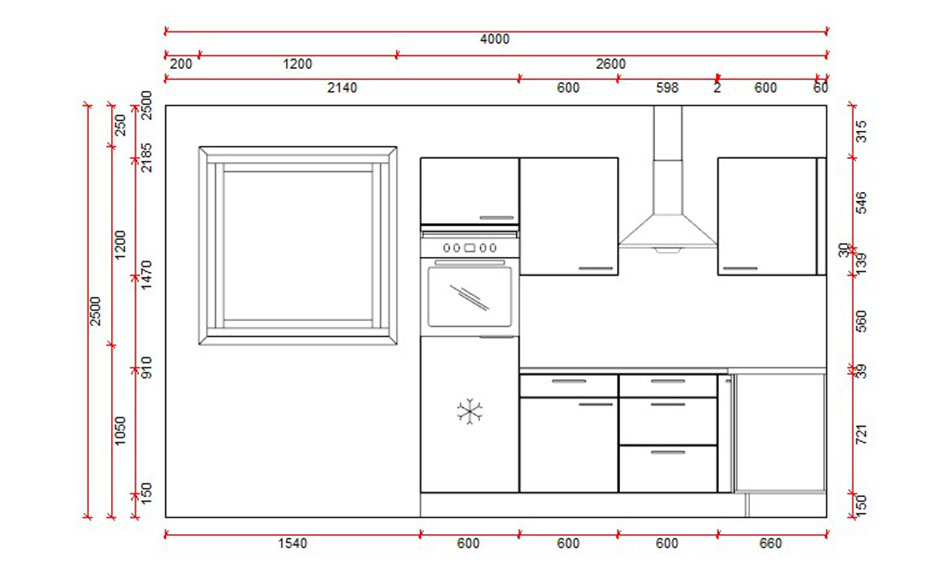 Blokkeuken 11 Premium 2460 x 1650 mm