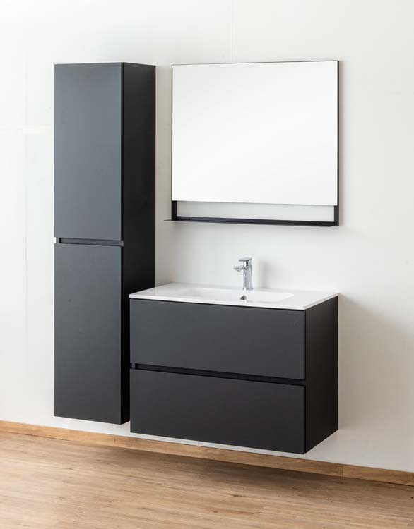 Meuble salle de bain Puro noir mat 900mm lavabo brillant