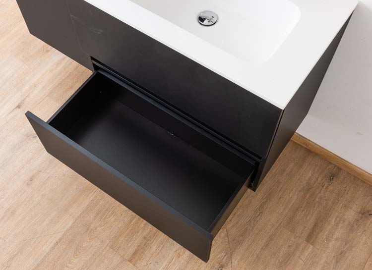 Meuble salle de bain Puro noir mat 800mm lavabo brillant