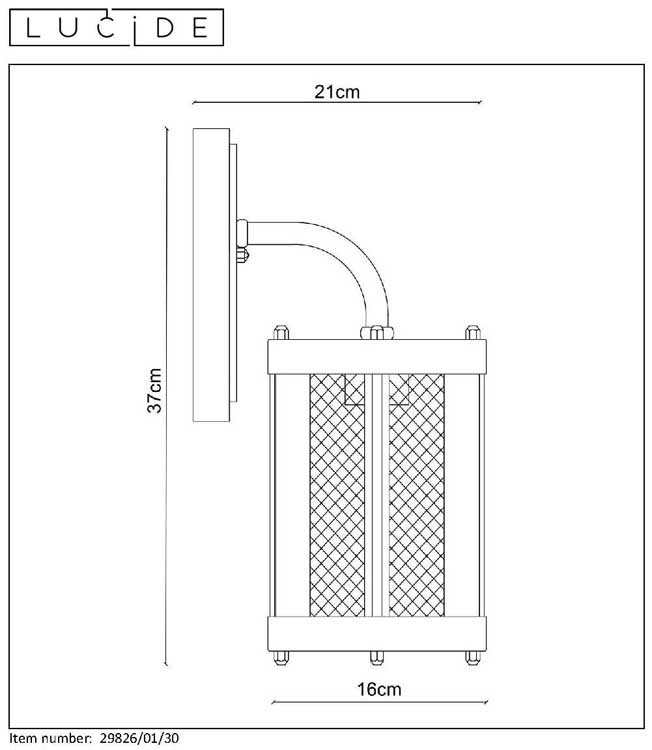 Lucide MAKKUM - Wandlamp Buiten - E27 - IP23 - Zwart