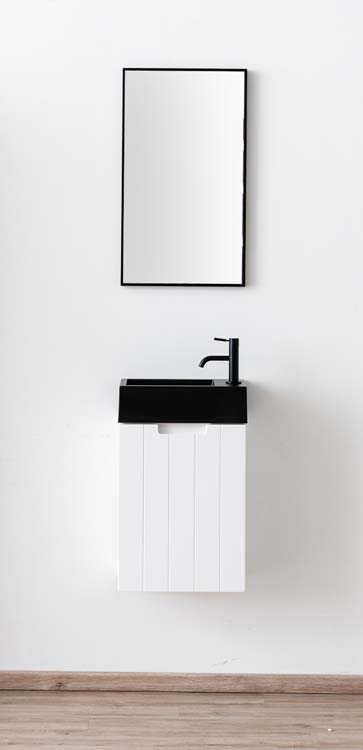 Meuble de toilette Tommy blanc mat 400 mm lavabo noir mat