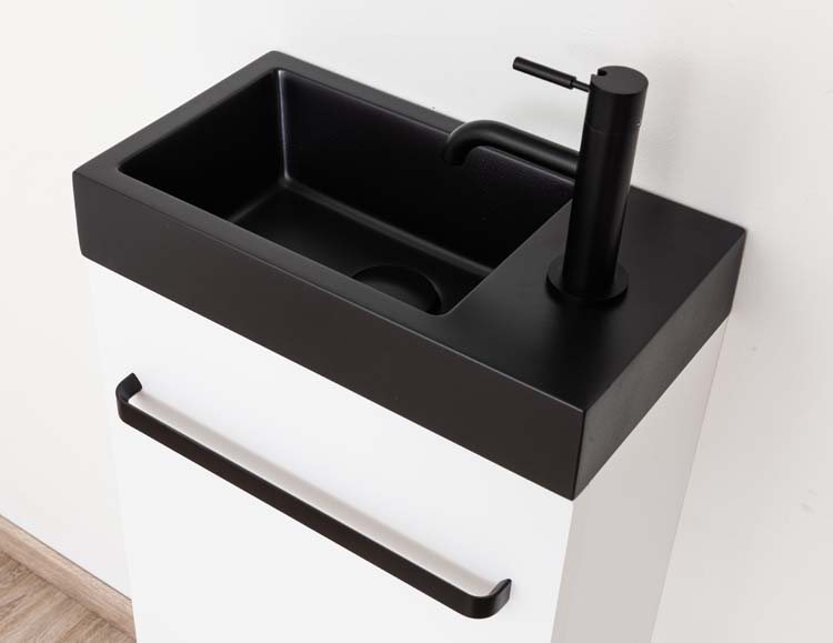 Meuble Brian blanc mat 400 mm lavabo noir mat