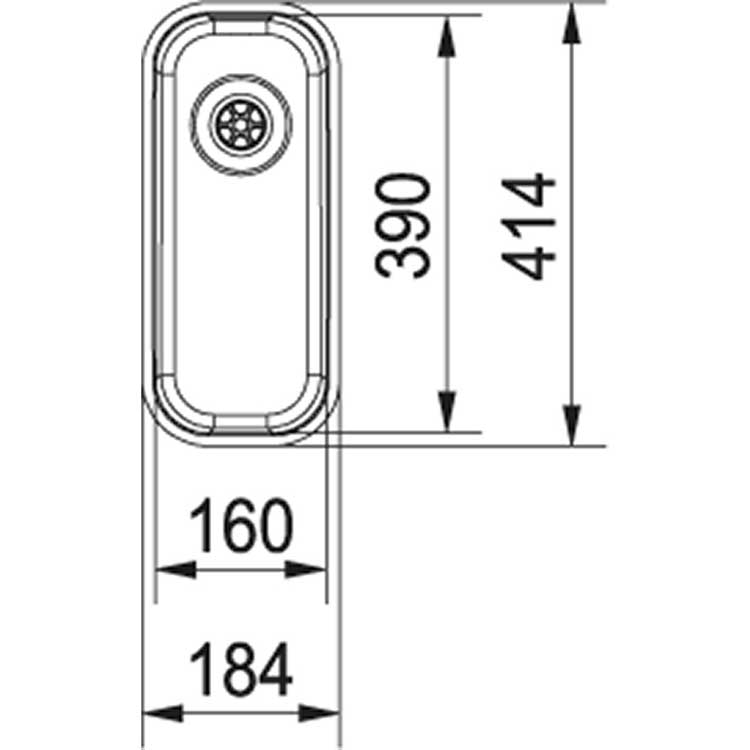 Franke onderbouwspoelbak Largo 160x390mm glad