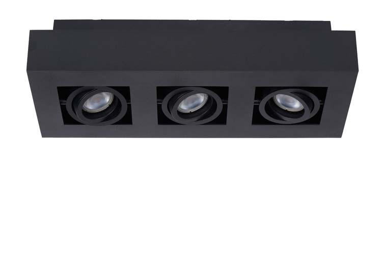 Lucide XIRAX - Plafondspot - LED Dim to warm - GU10 - 3x5W 2200K/3000K - Zwart