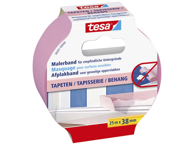 Tesa afplaktape 25m x 38mm roze