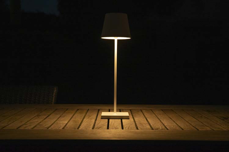 JUSTIN - Tafellamp Buiten - Ø 11 cm - LED Dimb. - 1x2,2W 3000K - IP54 - 3 StepDim - Wit