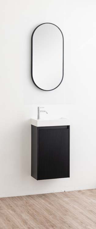 Toiletmeubel Windsor2 zwart lavabo mat wit 400mm