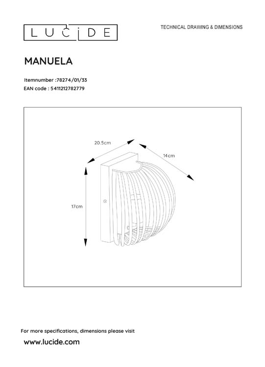 Lucide MANUELA - Applique murale - 1xE14 - Vert