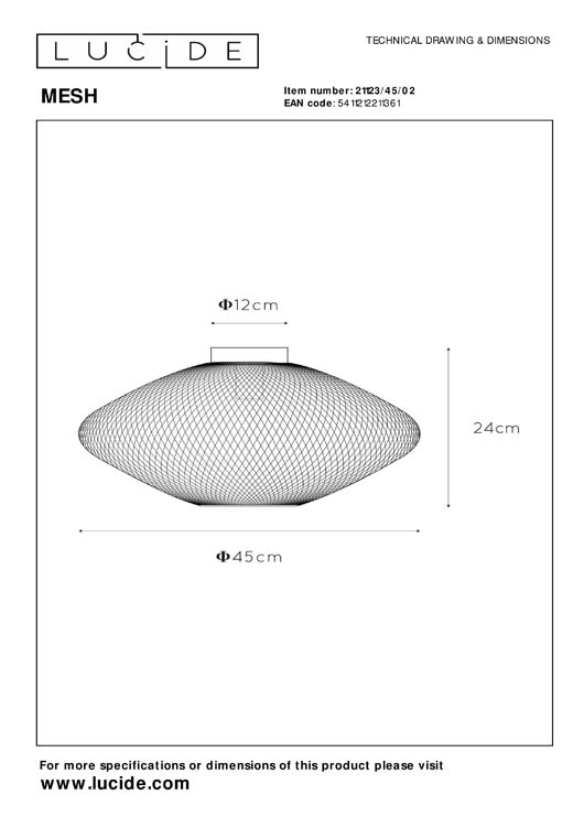 Plafonnière - Ø 45 cm - 1xE27 - Mat Goud / Messing