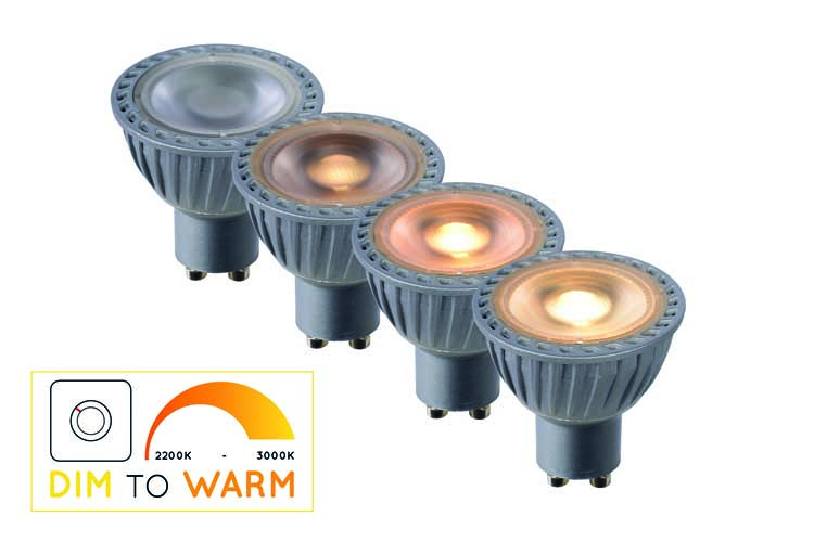 LED lamp - Ø 5 cm - Dim to warm - GU10 - 5W - Grijs/zilver