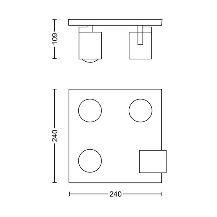 Opbouwspot LED Zwart 4x20W