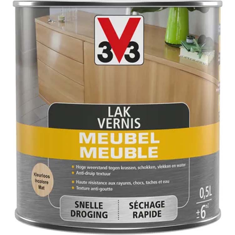 V33 laque pour meuble transparente mate 0,5l