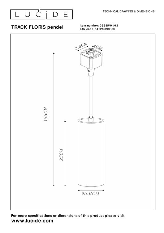 Railverlichting Avignon Hanglamp - 1-fase Railsysteem / Railverlichting - 1xGU10 - Mat Goud / Messing