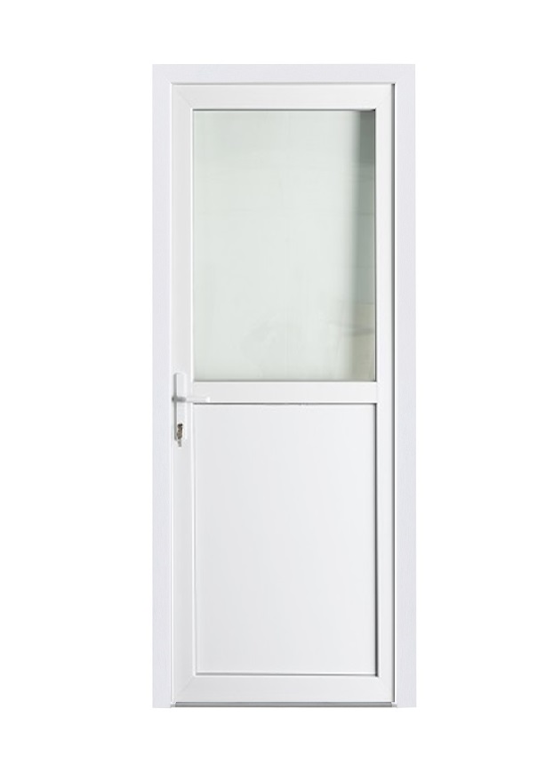 Porte extérieure PVC blanche L 980 x H 2180 G demi-vitrée outside