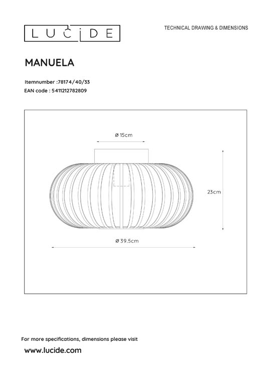 Lucide MANUELA - Plafonnière - Ø 40 cm - 1xE27 - Groen