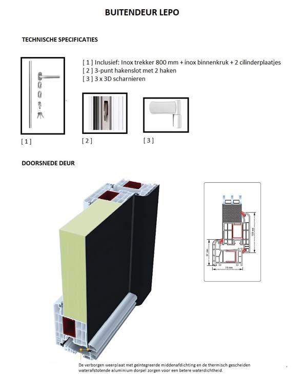 Buitendeur pvc met alu afwerking Lepo anthra maatwerk L