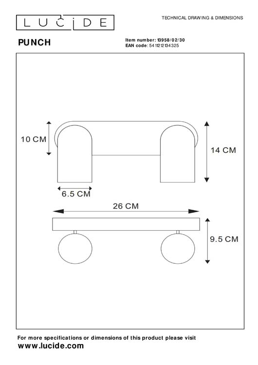 Lucide PUNCH - Plafondspot - 2xGU10 - Zwart