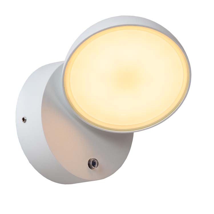 Lucide FINN - Applique murale Extérieur - LED - 1x12W 3000K - IP54 - Détecteur Jour/Nuit - Blanc