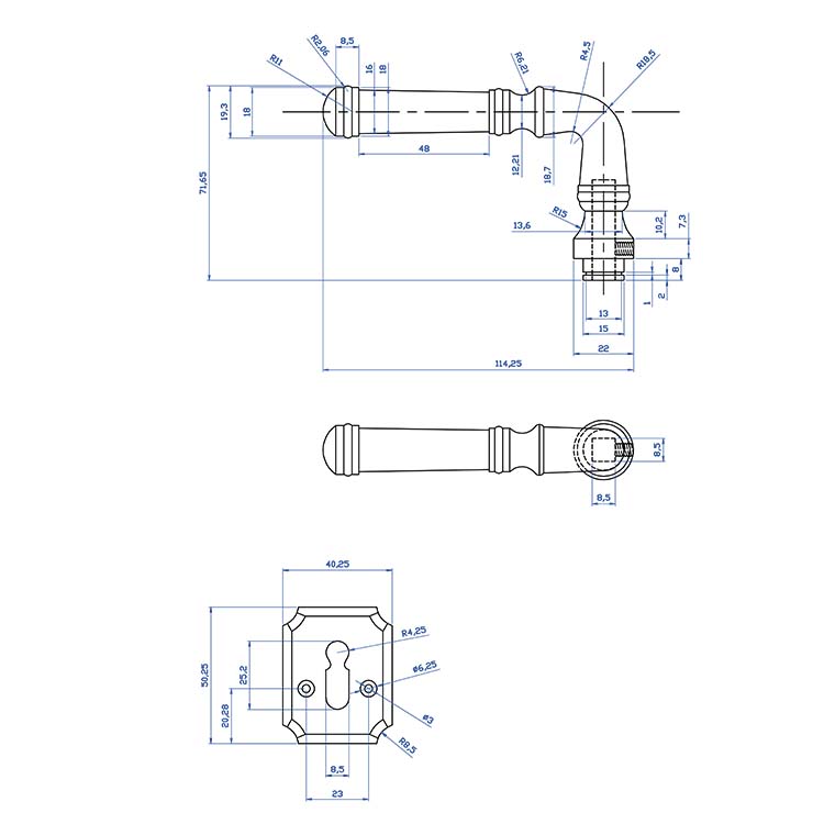 Deurklink linea retro zwart mod 113