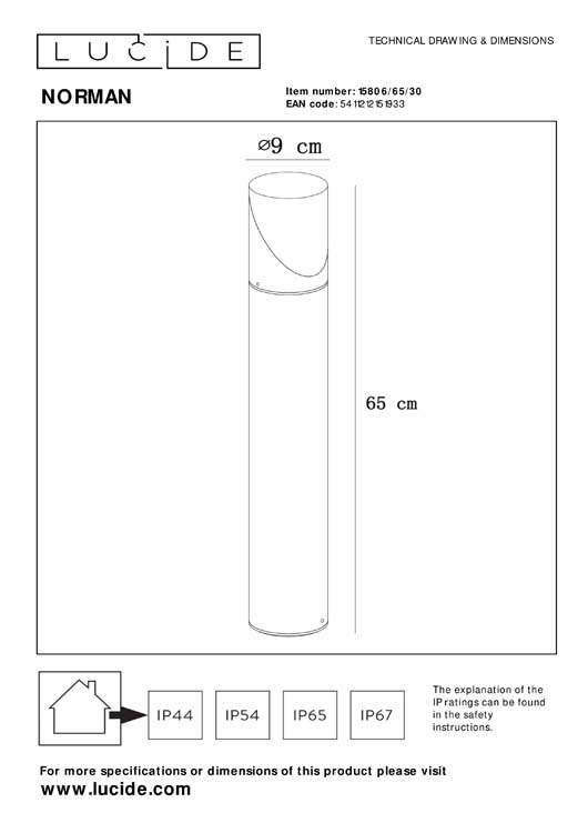 Sokkellamp Buiten Zwart Ø9 1xE27 15W IP65