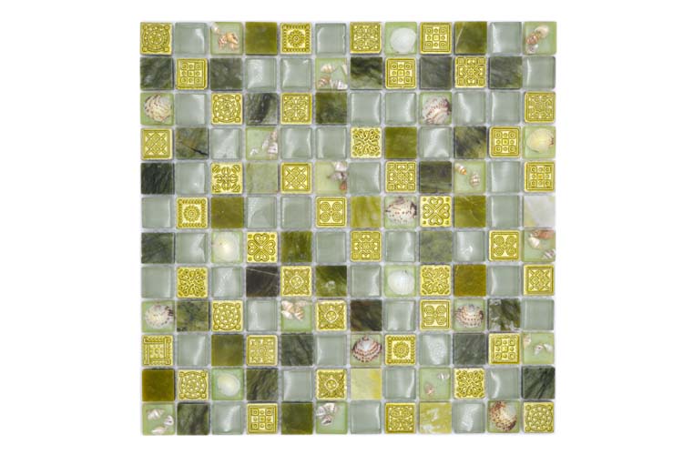 Mosaïque rustic stone mix verte 30 x 30 cm