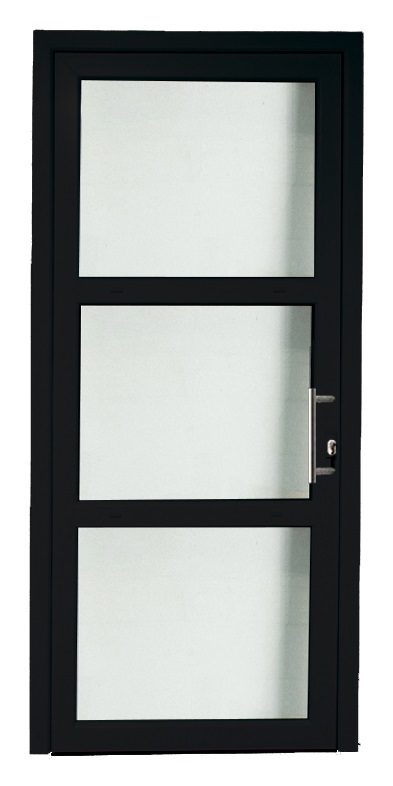 Porte extérieure pvc noire/noire 980 x 2180 mm 3 verres  mat D