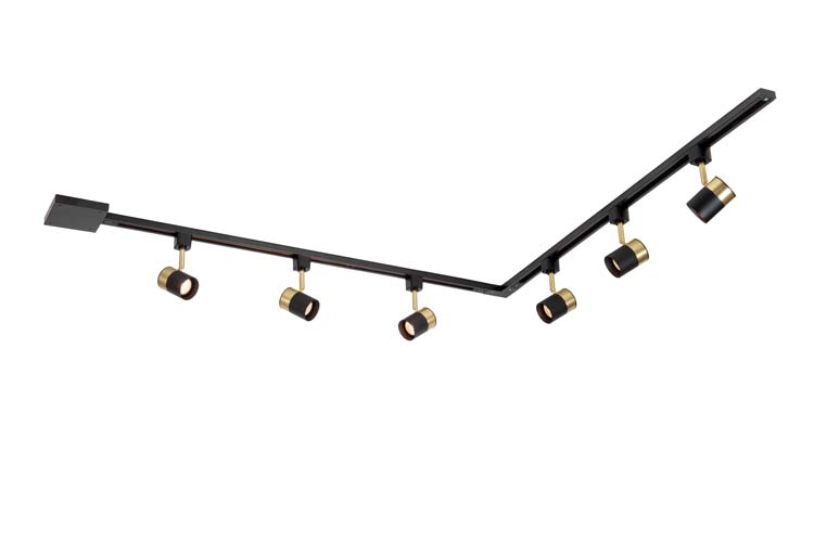 Railverlichting Avignon hoek 2 x 2m - 6 spots - zwart-goud