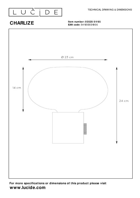 Tafellamp ovaal - Ø 23 cm - E27 - Fumé