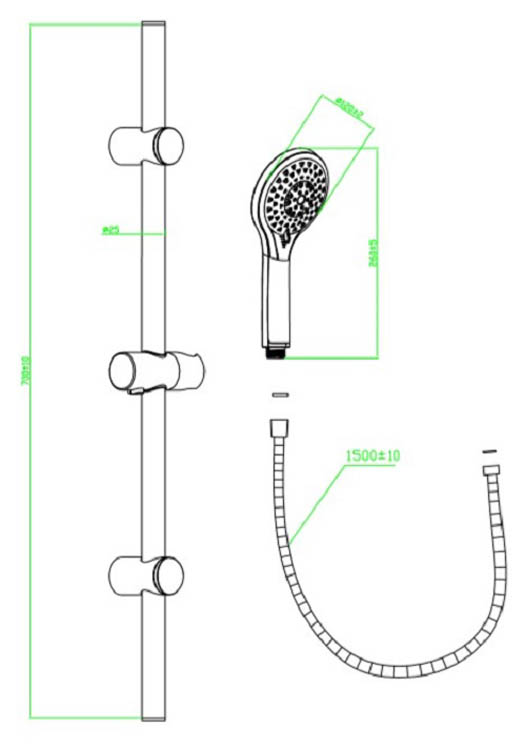 Set de douche Linde chrome 5 types de jet