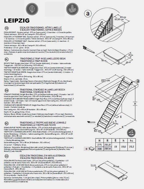 Gesloten trap den Leipzig recht 275x82cm