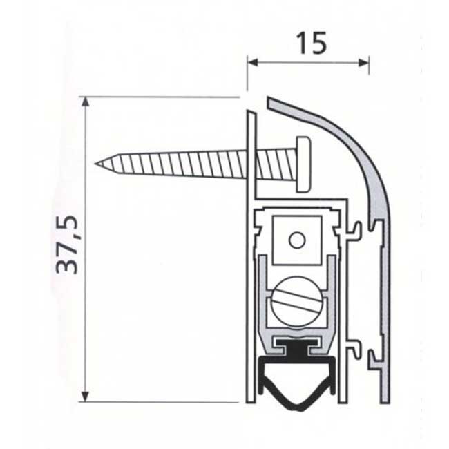 Plinthe coupe-vent en applique à régler argent 930mm