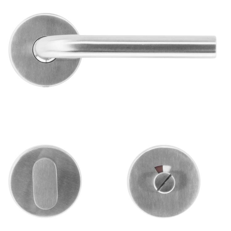 Poignée de porte perugia lucera 16mm inox avec serrure toilette