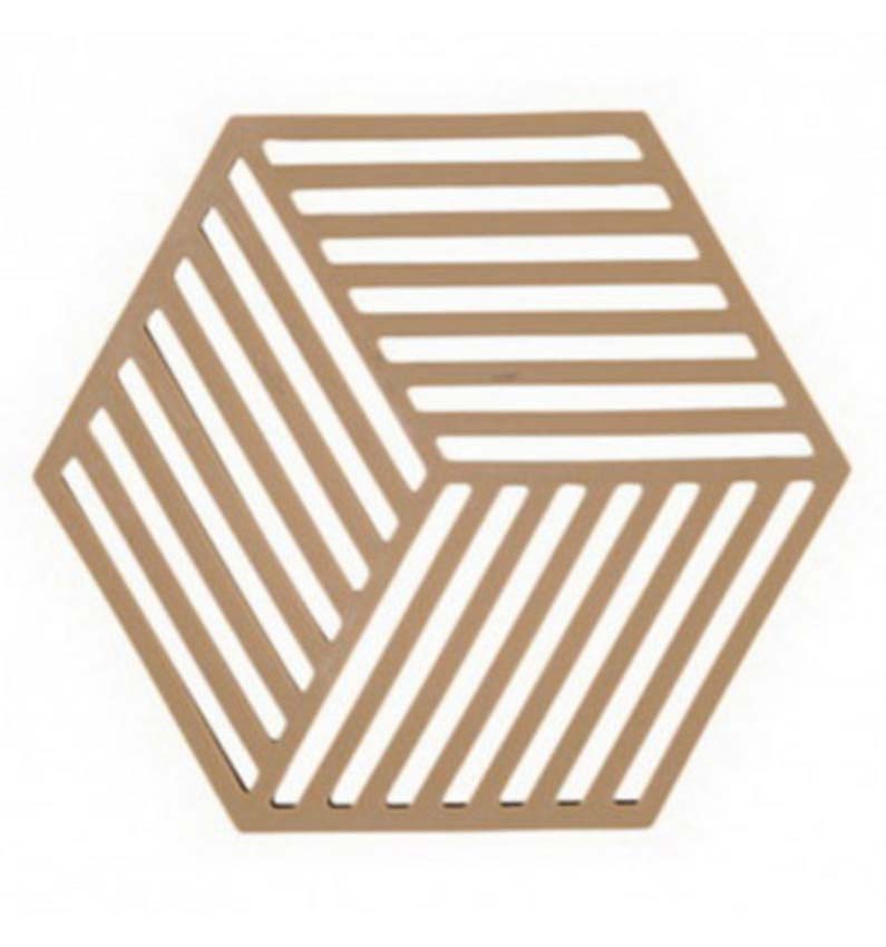 Panonderzetter Zone hexagon dark camel 16 x 14 cm