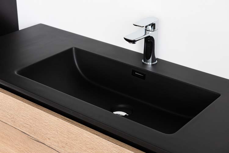 Meuble de salle de bain Dotan chêne chêne/noir 1200 mm lavabo mat noir