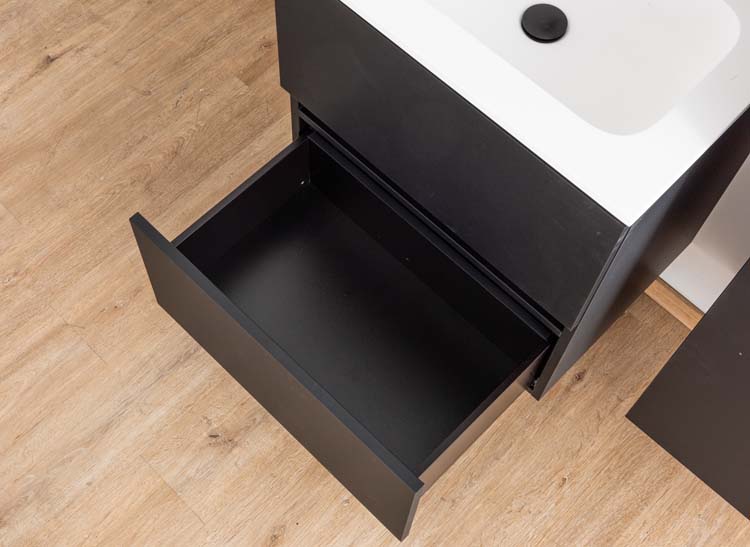 Meuble salle de bain Puro noir mat 600mm lavabo mat