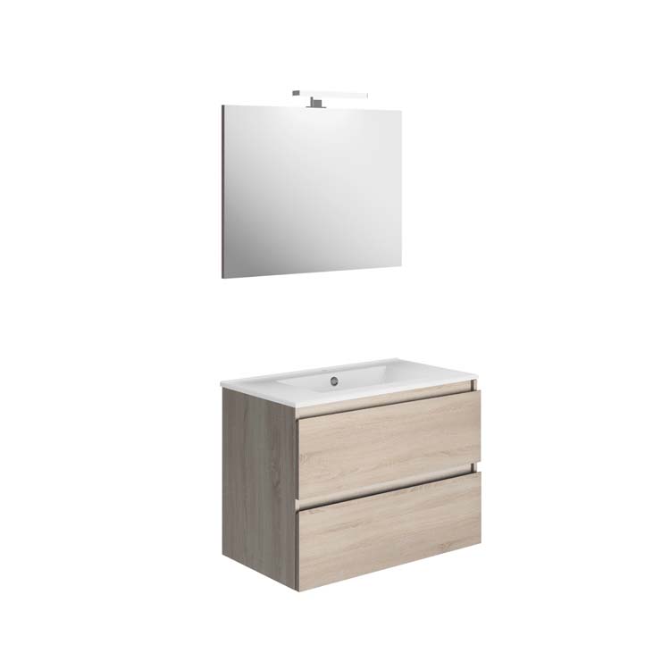 Meuble salle de bain Bazil + miroir + éclairage 800 lav brillant