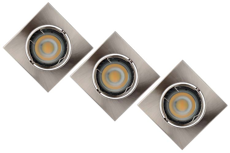 Inbouwspot Vierk LED 3xGU10/5W 3000K 8/8/10.5