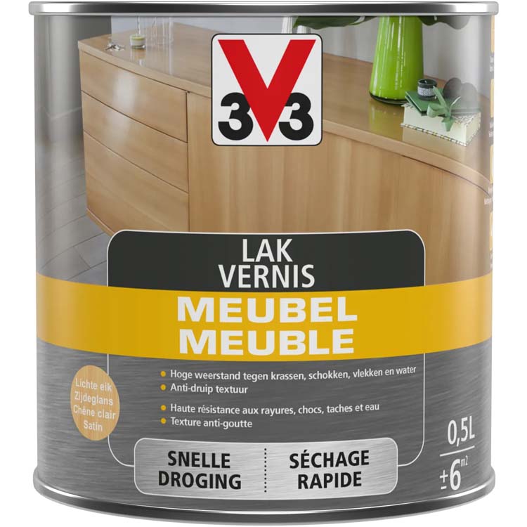 V33 laque pour meubles chêne clair satiné 0,5l