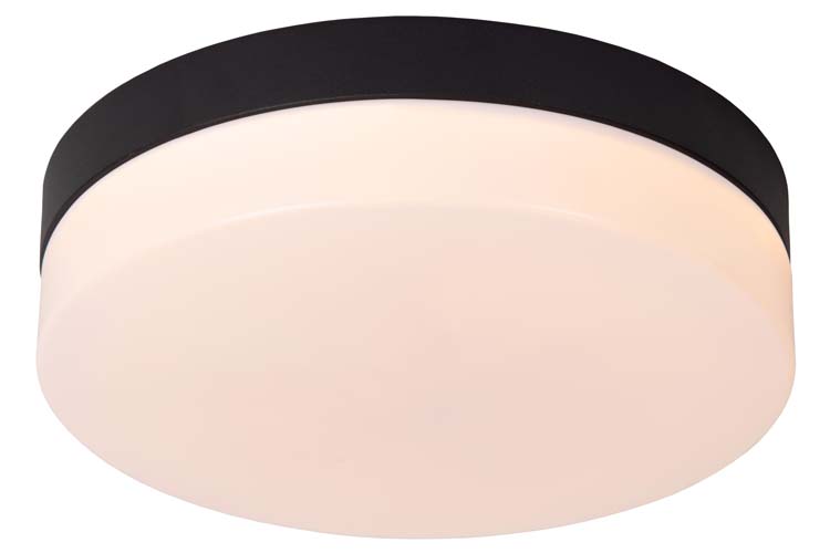 Lucide BISKIT - Plafonnière Badkamer - Ø 23 cm - LED - 1x12W 2700K - IP44 - Zwart