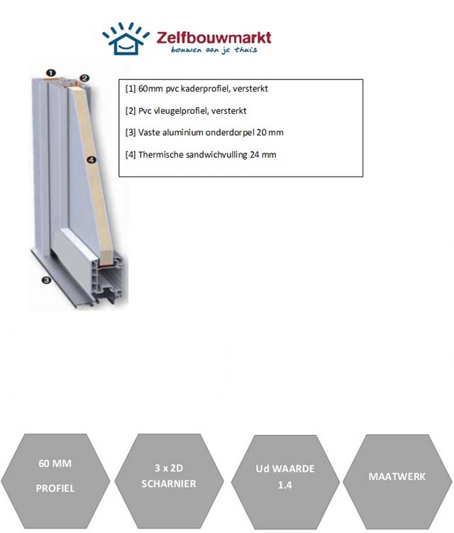 Buitendeur pvc antra/wit R MW Lahn