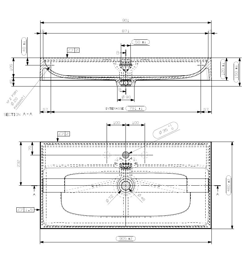 Wastafel Lilly 900mm