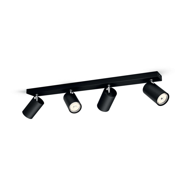 Spot en applique bar - 4xGU10 - Max. 10W - Noir