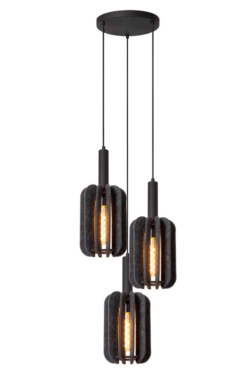 Lucide RAFAL - Suspension - Ø 50 cm - 3xE27 - Gris