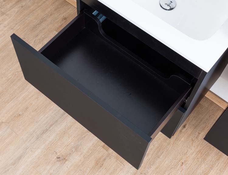 Meuble salle de bain Puro noir mat 600mm lavabo brillant