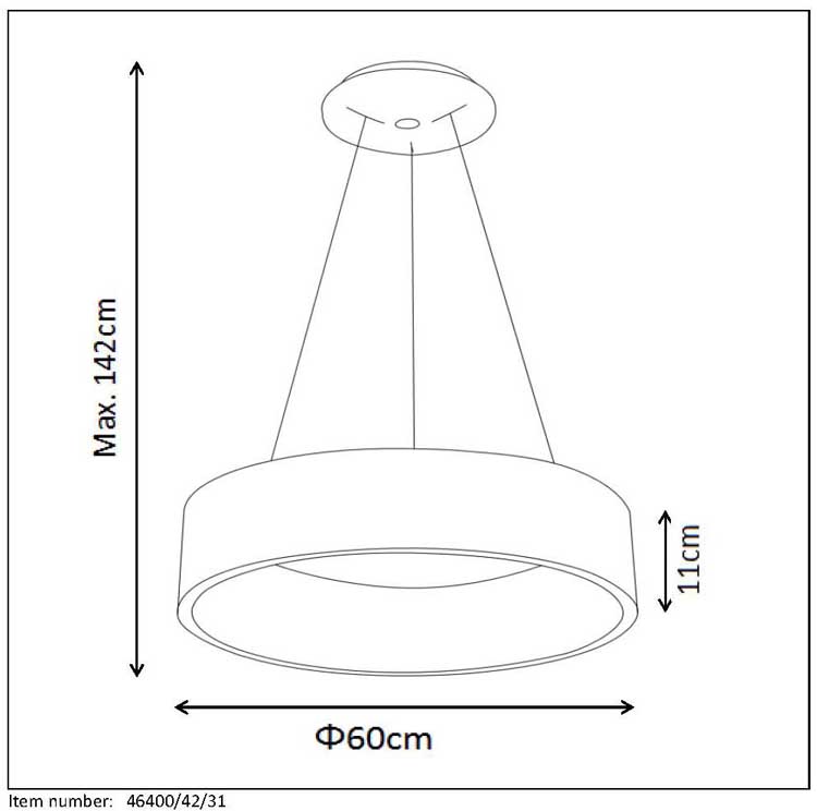 Lucide TALOWE LED - Suspension - Ø 60 cm - LED Dim. - 1x39W 3000K - Blanc