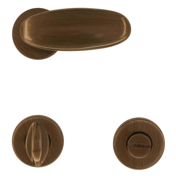 Poignée de porte lecce modèle nouveau bronze avec serrure toilette