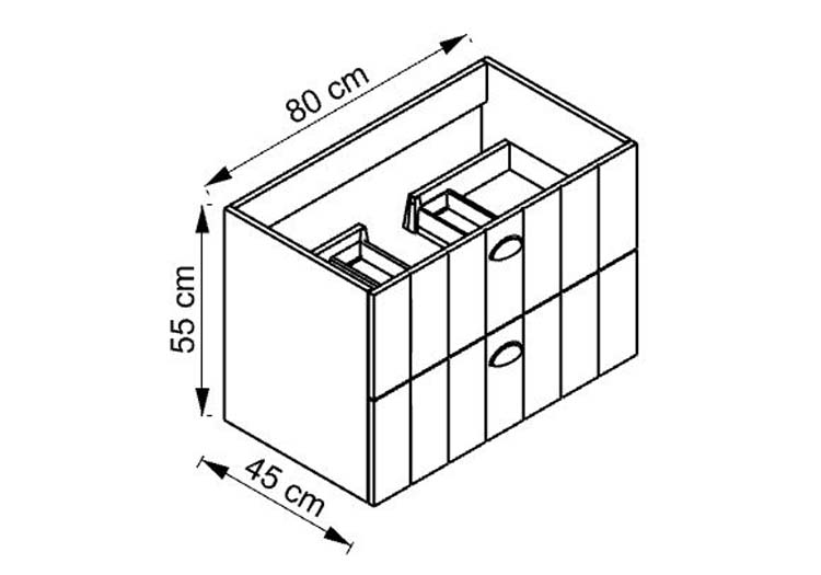 Meuble de salle de bain Amelia blanc 2 tiroirs 800 mm lavabo blanc mat