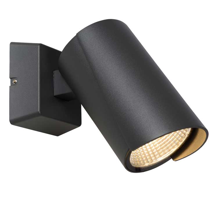 Lucide MANAL - Wandspot Buiten - LED - 1x12W 3000K - IP65 - Antraciet