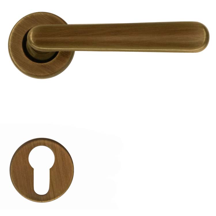 Poignée de porte cremona bronze rosace cylindre